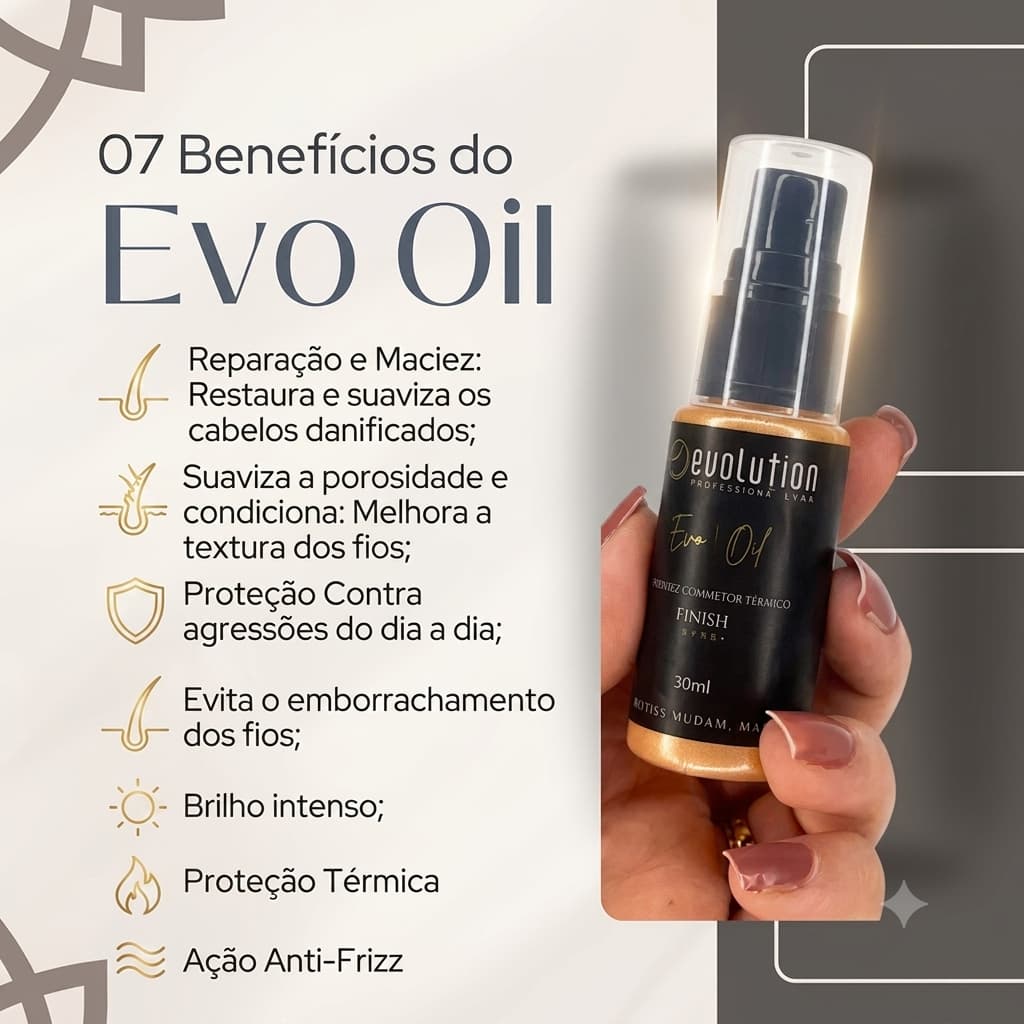 evolution reparador de pontas 30ml, anti frizz e protetor térmico para todos os cabelos