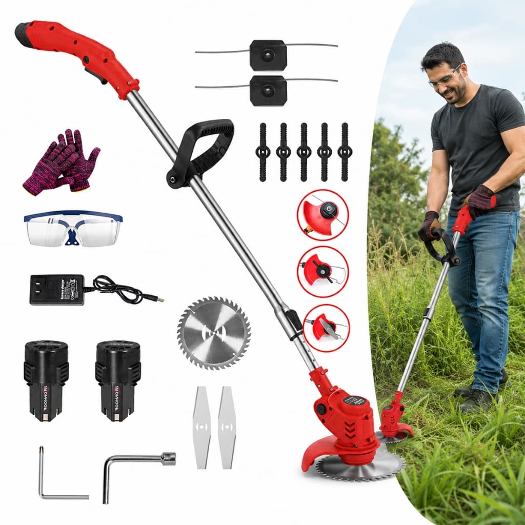 Aparador Cortador de Grama Sem Fio Roçadeira Elétrica Brushless 110/220v
