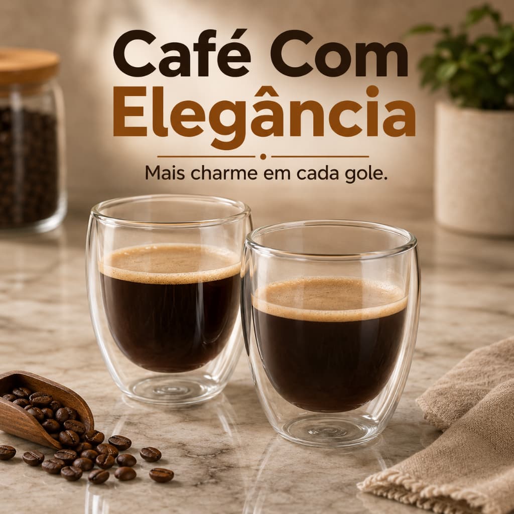 Conjunto 2 Copos Vidro Parede Dupla 250ml Borossilicato Térmico Café Chá Cappuccino