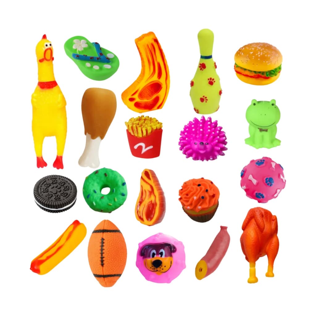 Kit 10 Mordedores Sortidos para Cachorro Brinquedos Vinil Resistente Pet Cães Pequeno Médio Grande Porte