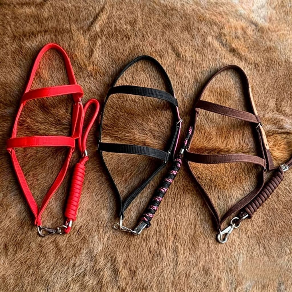 Cabresto de fita Comum para Cavalo nas cores Vermelho e Preto Temos a Pronta Entrega!!!