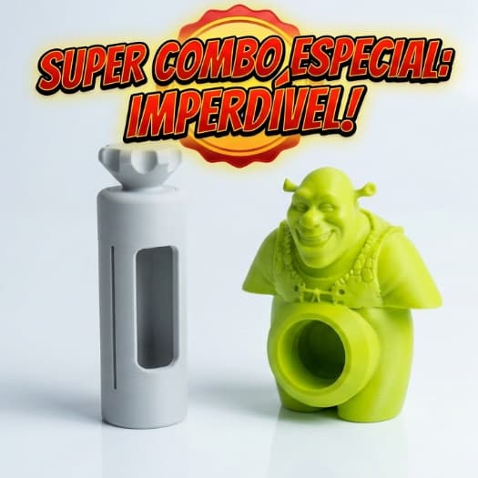 Kit Espremedor de Pasta de Dente + Dispenser Porta Pasta Shrek | Organizador de Banheiro Criativo