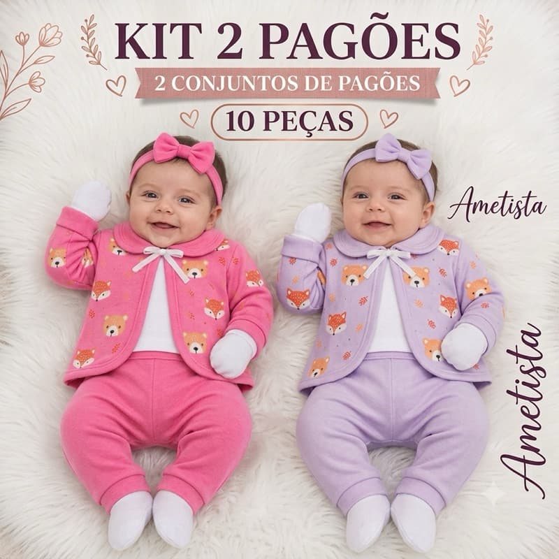 Kit Pagão Bebê Menino Menina RN Recém-Nascido 5 ou 10 Peças 100% Algodão 0 a 3 Meses Enxoval