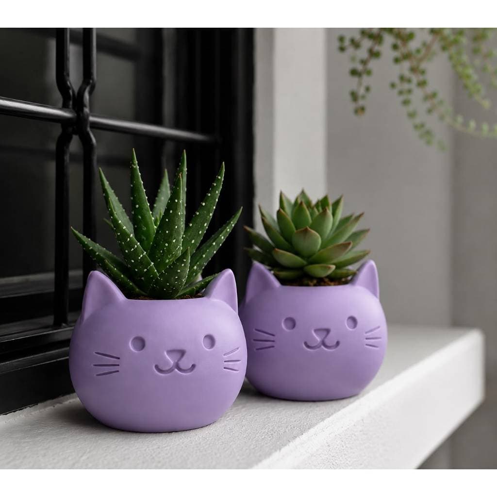 Vaso de Planta Suculenta Decoração Gatinho