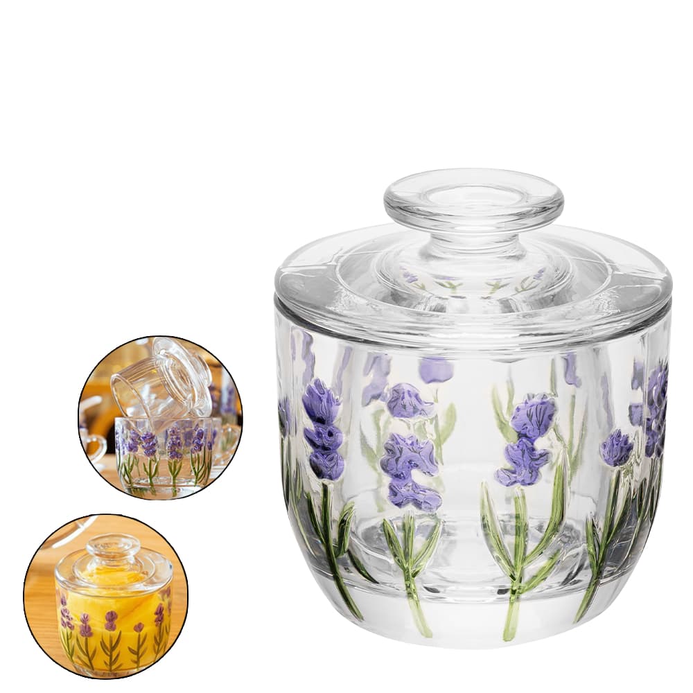 Manteigueira Francesa De Vidro Cristal Lavanda Redondo