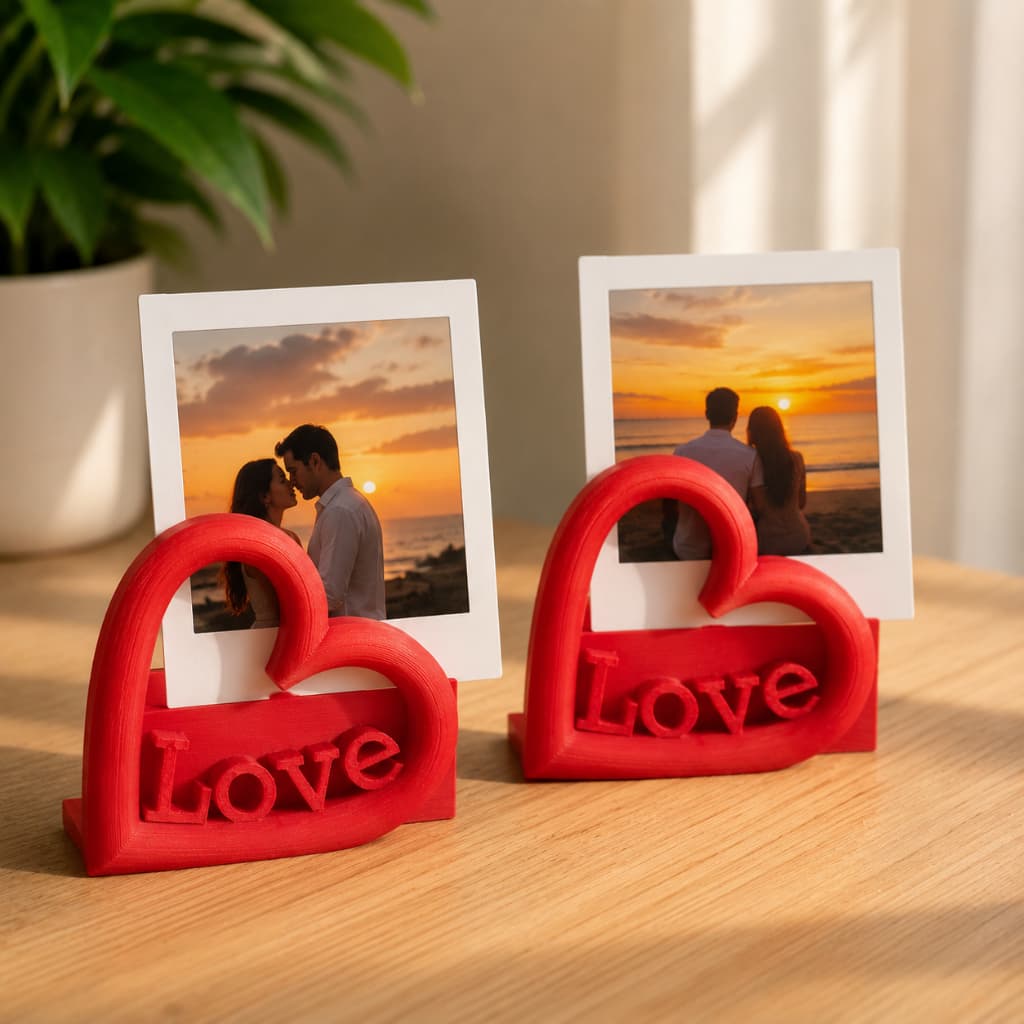 Suporte para Fotos Polaroid Coração  Porta Retrato Decorativo para Mesa Quarto Sala Presente Romântico