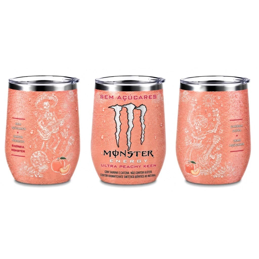 Copo Térmico Modelo Monster 350ml Aço Inox com Tampa Transparente Conserva Bebidas Quentes e Geladas Por Um Bom Tempo