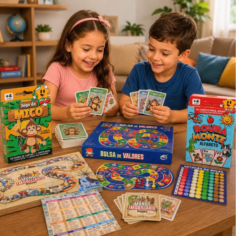 Kit 4 Jogos Educativos Infantil Cartas Tabuleiro Alfabeto