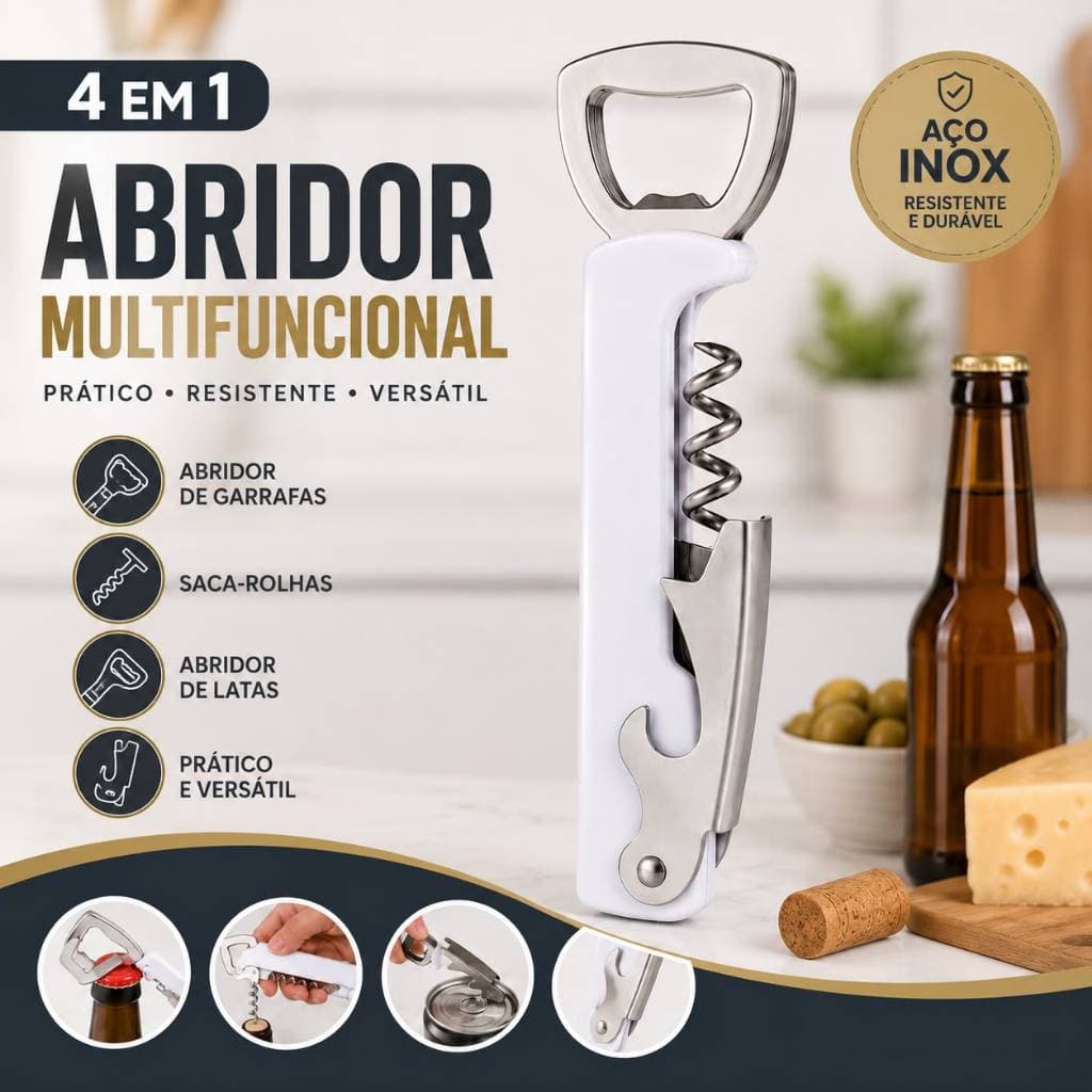 ABRIDOR, SACA ROLHAS E ABRIDOR DE LATA