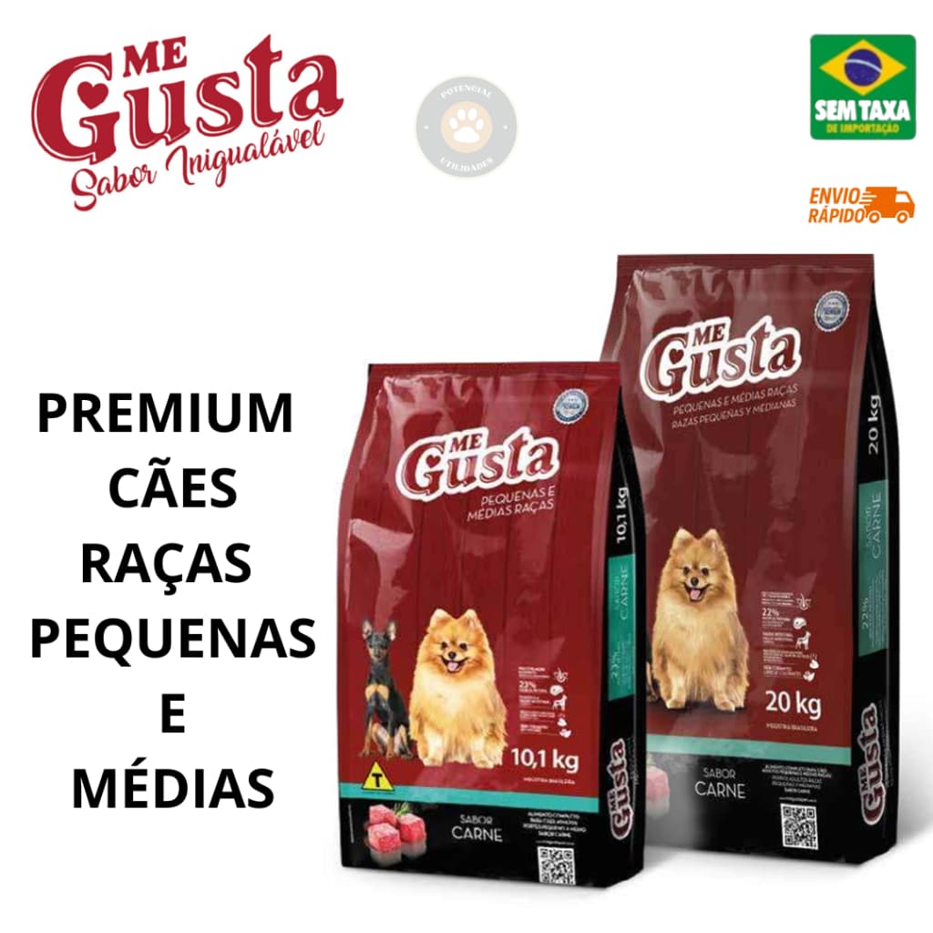 Ração Premium Me Gusta Raças Pequenas e Médias Sabor Carne
