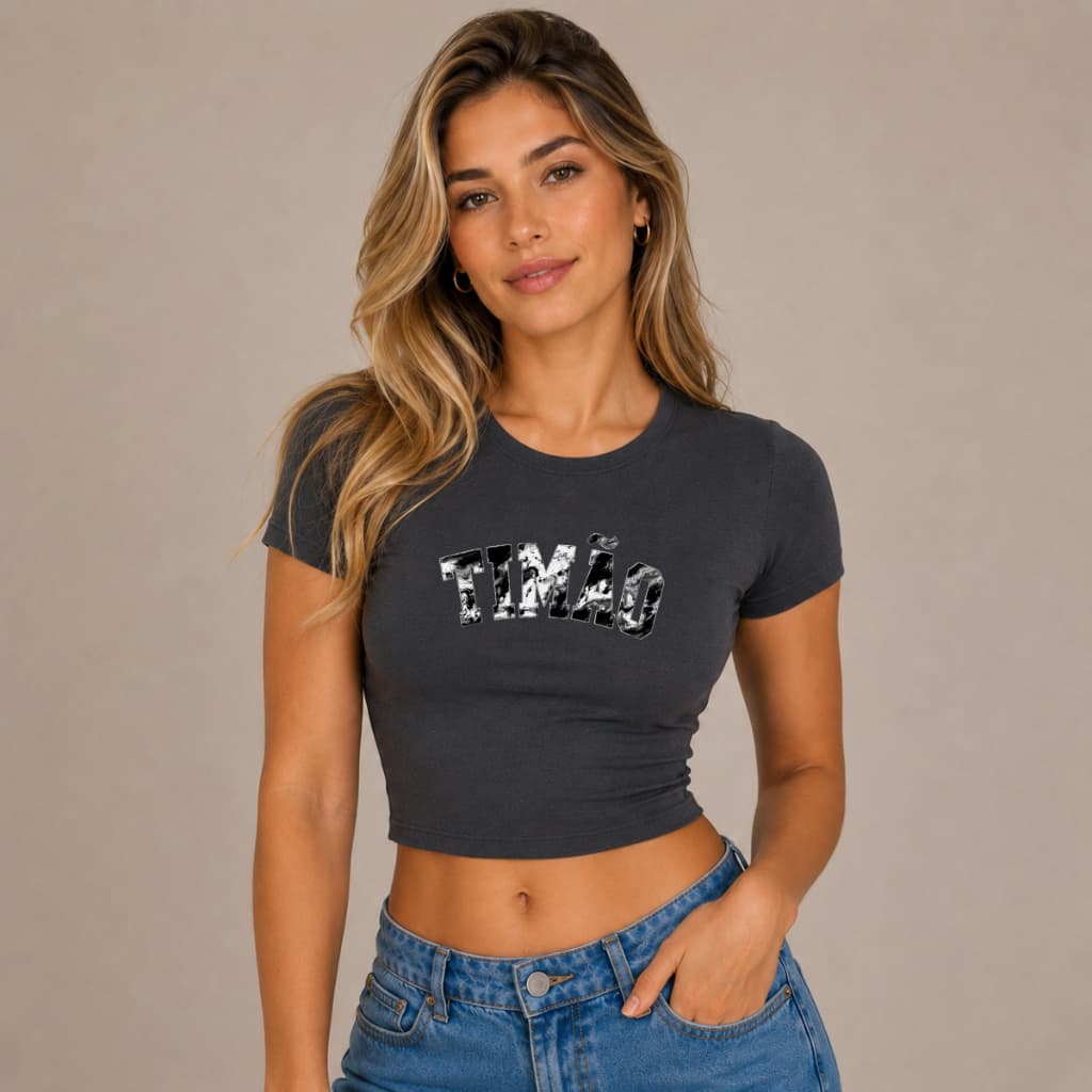 Blusinha Feminina Baby Tee Esportiva  TIMÃO DIFERENTE Torcida Futebol Brasileiro Qualidade E Conforto ENVIO IMEDIATO