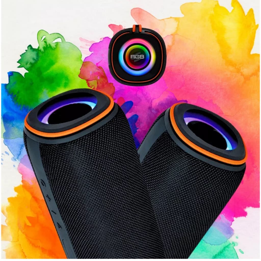 Caixa De Som Portátil Bluetooth RGB Resistente a Água Potente 30W
