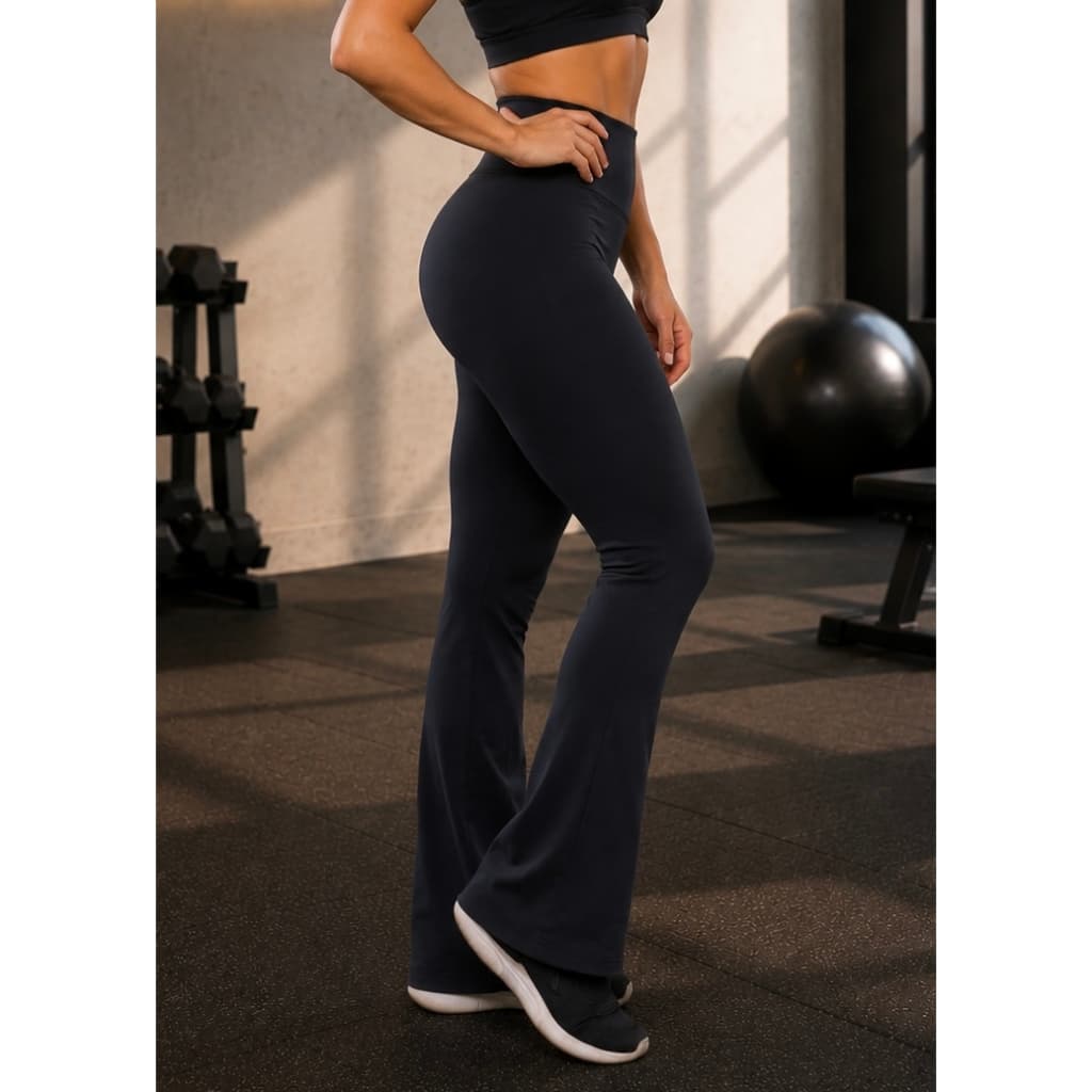 Calça Legging Bailarina Flare Suplex Cós Cintura Alta