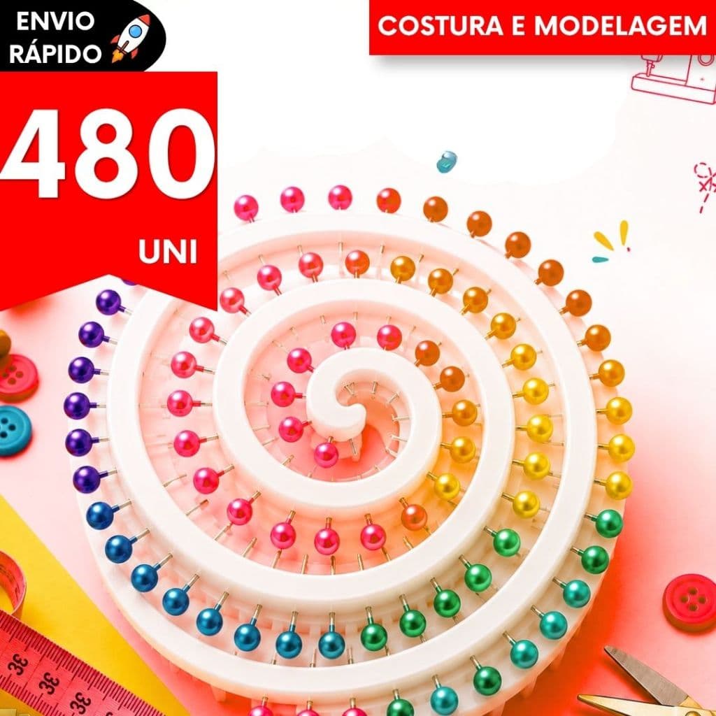 Kit Costura Alfinetes Agulha Linha Cabeça Colorida Artesanato Patchwork Multiuso Organização Máquina Costureira