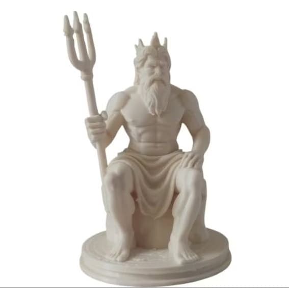 Estátua Poseidon Netuno Deus dos Mares Escultura Decorativa 3D PETG