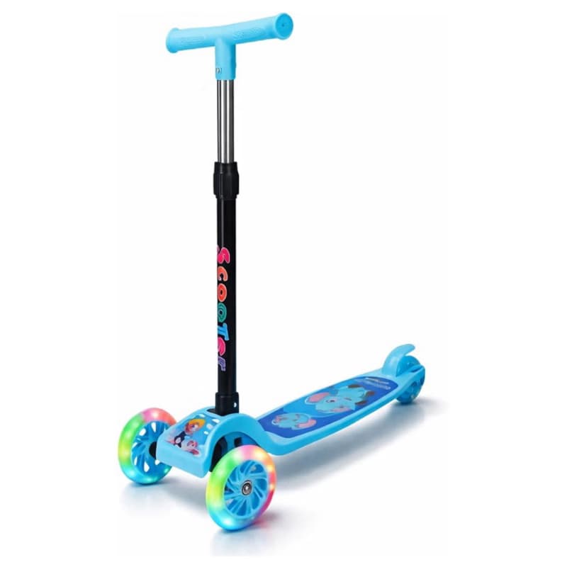 Patinete Infantil 3 Rodas Com Luzes LED Dobrável Altura Regulável