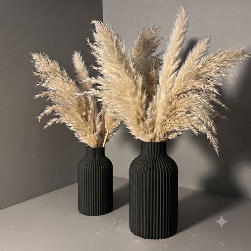Kit 2 Vasos Decorativos Modernos em Relevo p/ Arranjos Flores, Decoração Sala Luxo Minimalista, Vaso Estilo Escandinavo