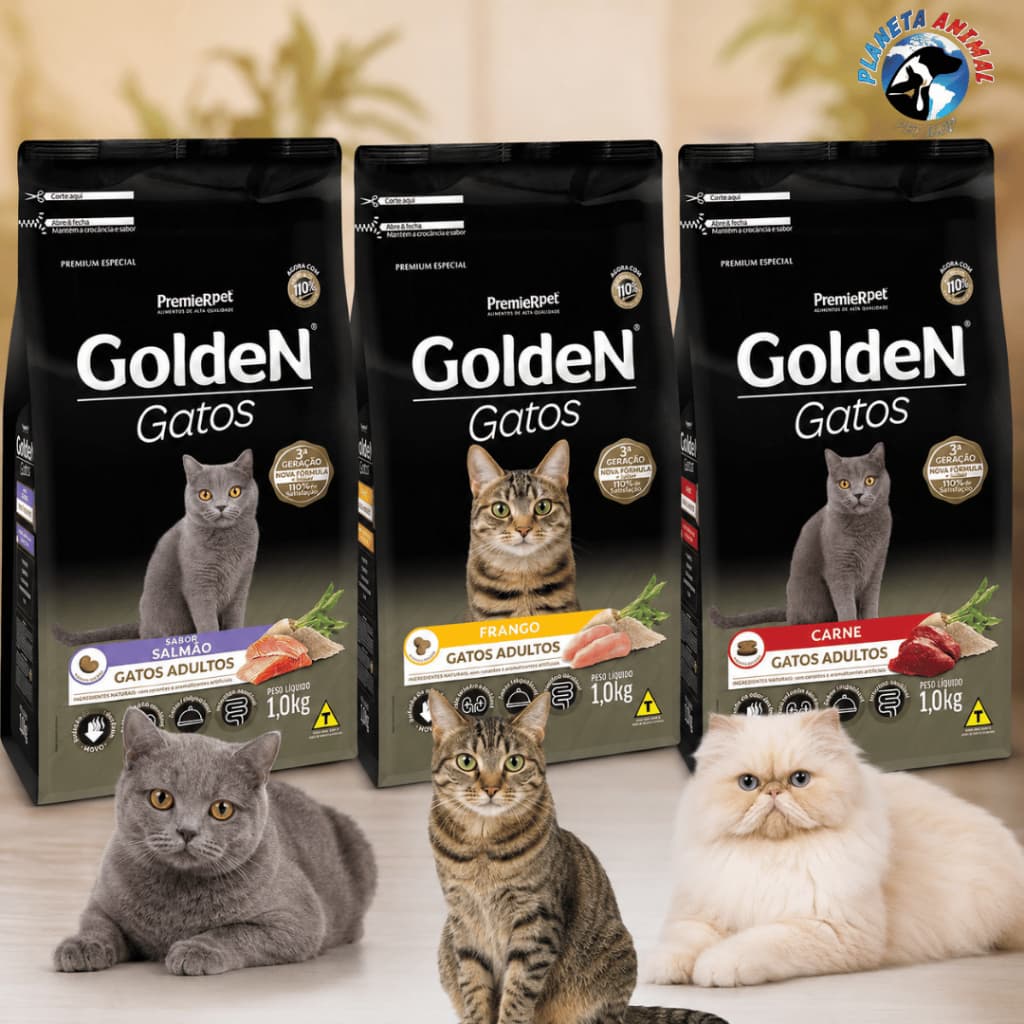 Ração Golden Gatos Adultos PremieR Pet 1kg Alimento Premium para Gatos Adultos
