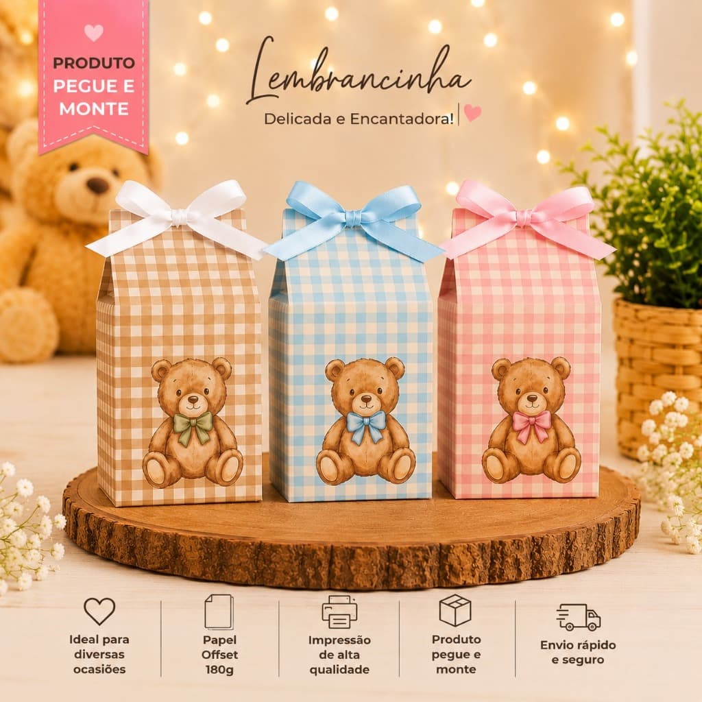 caixa milk tema urso festa infantil lembrancinhas para festa ursinho - pronta entrega