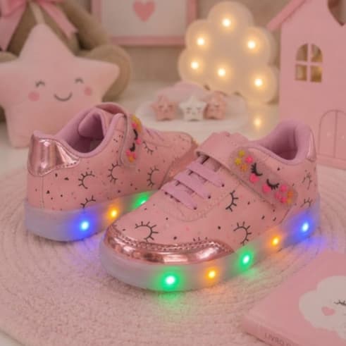 Tenis Infantil com Luzinha 23 ao 33 Estiloso Confortável Menina Kids Escola Passeios Promoção