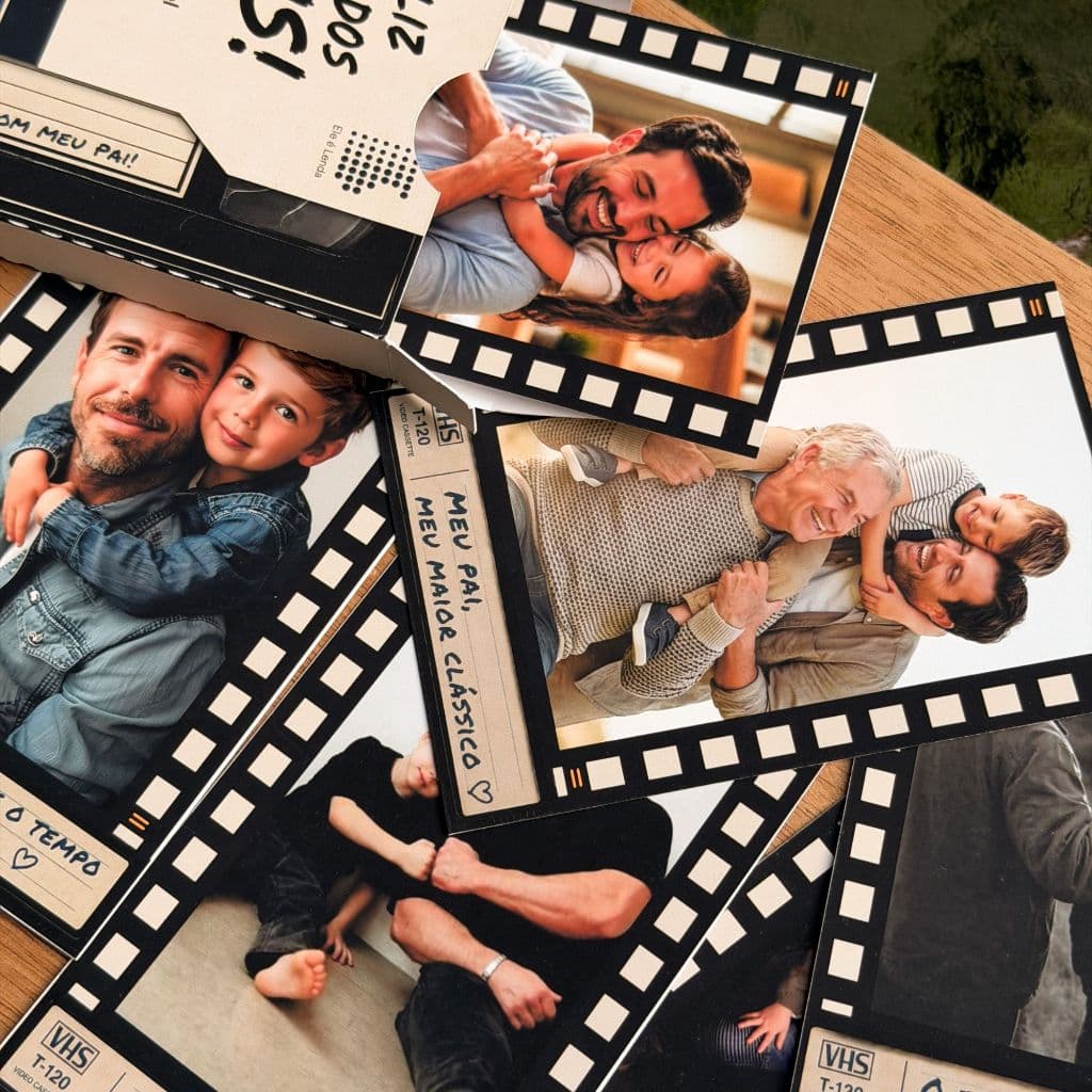 Caixinha VHS Personalizada com Fotos 6 | Presente Criativo para Pai | Álbum de Fotos Retrô Dia dos Pais