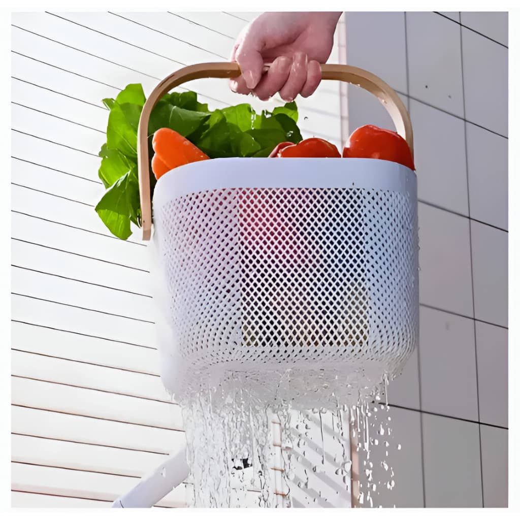 Escorredor de Legumes Multiuso com Alça em Aço Inox Cesto Fruteira Organizador Aramada Casa Cozinha