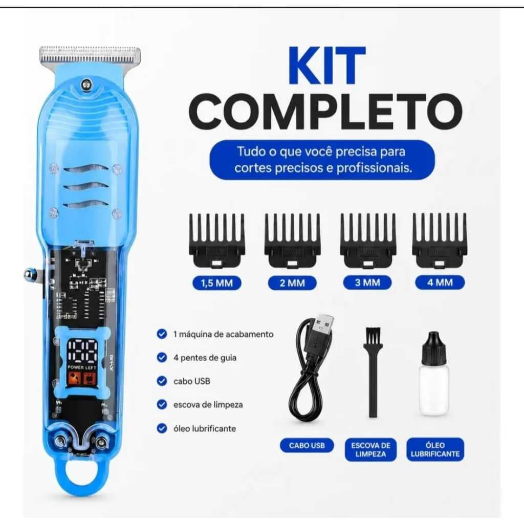 Máquina Para Cortar Cabelo, Barba, Sem Fio Com Display Lcd