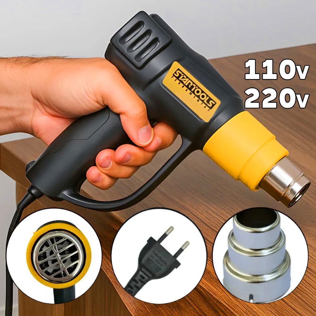Soprador Térmico Profissional 2000w Ajuste Temperatura Bico Removível Uso Industrial 110 127v ou 220v
