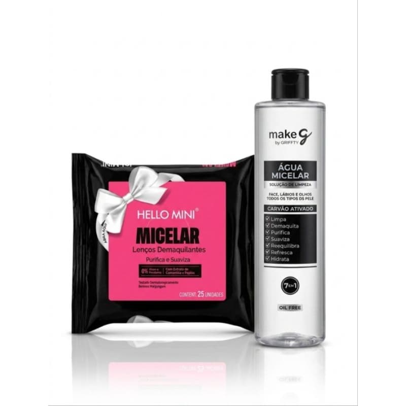 Kit Skincare: Água Micelar Carvão Ativado + Lenços Demaquilantes Micelar