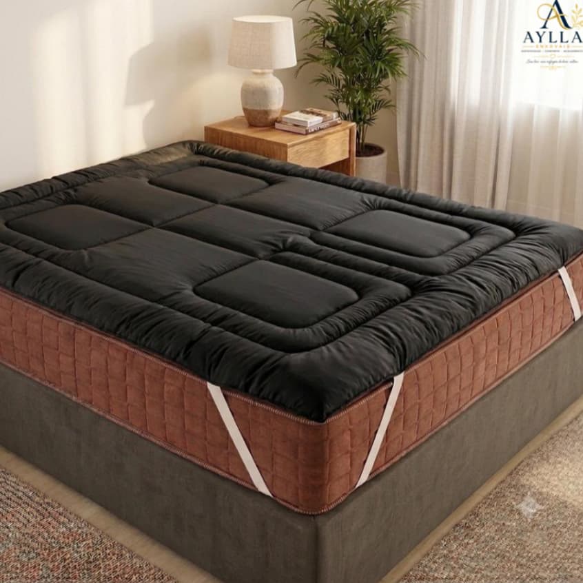Pillow Top Preto Protetor Para Colchão Micro Percal Casal Padrão e Queen 400 Fios C/Elástico Premium