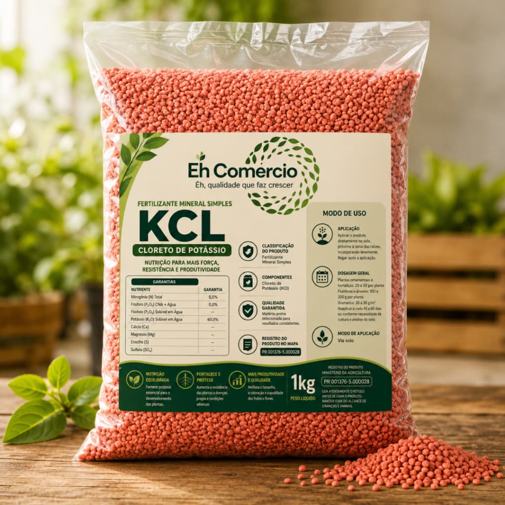 Adubo Fertilizante  Cloreto de Potássio KCL Granulado - Pacote 1k