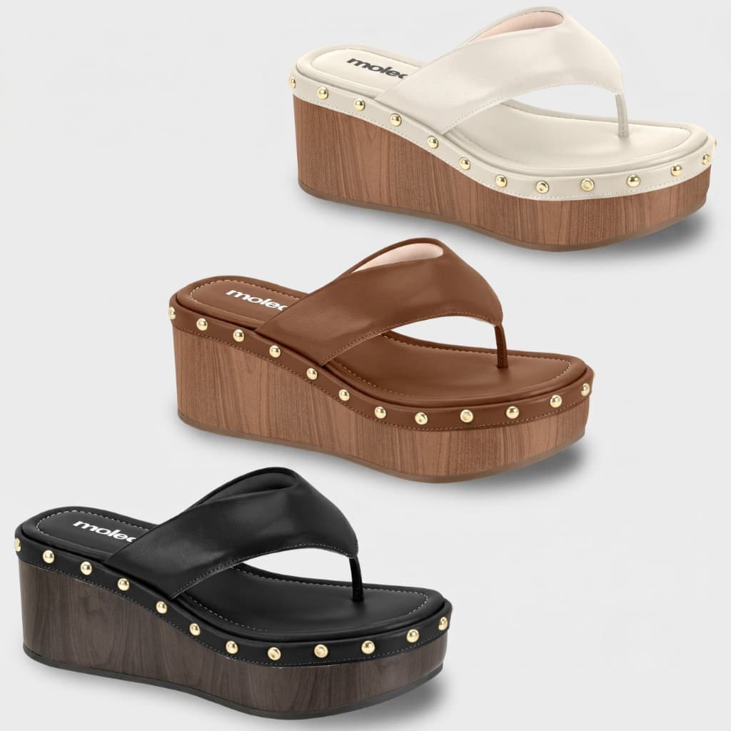 Tamanco Feminino Moleca Salto Plataforma Tachas Original