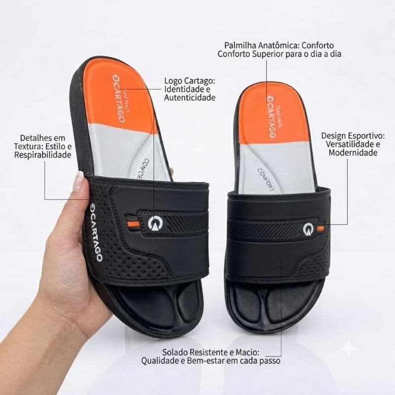 Chinelo Slide Confort Cartago Masculino e Feminino Unissex lançamentos Confortável