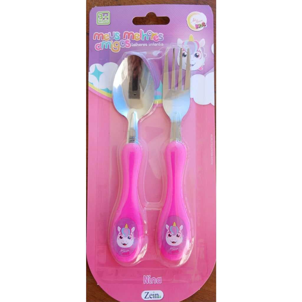 Kit Talheres Infantil Colher e Garfo,  Introdução Alimentar  Mais de 12 meses