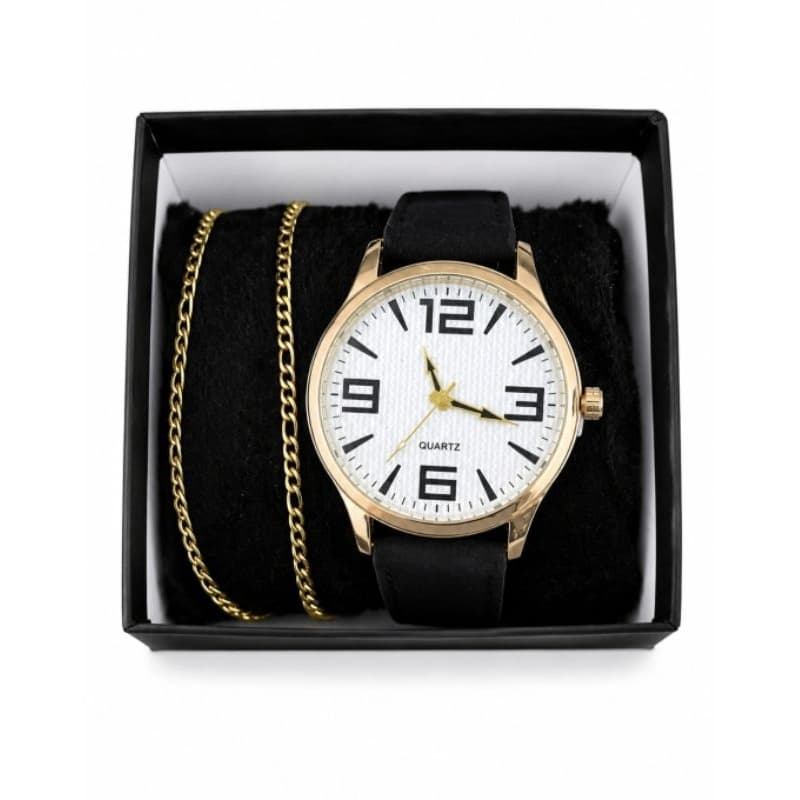 Relógio Masculino + Cordão Dourado