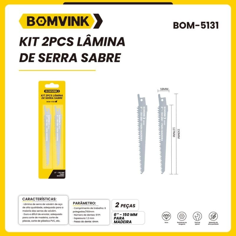 Kit 2 PCS Lâmina Sabre Corte Preciso Para Serra Tico Tico