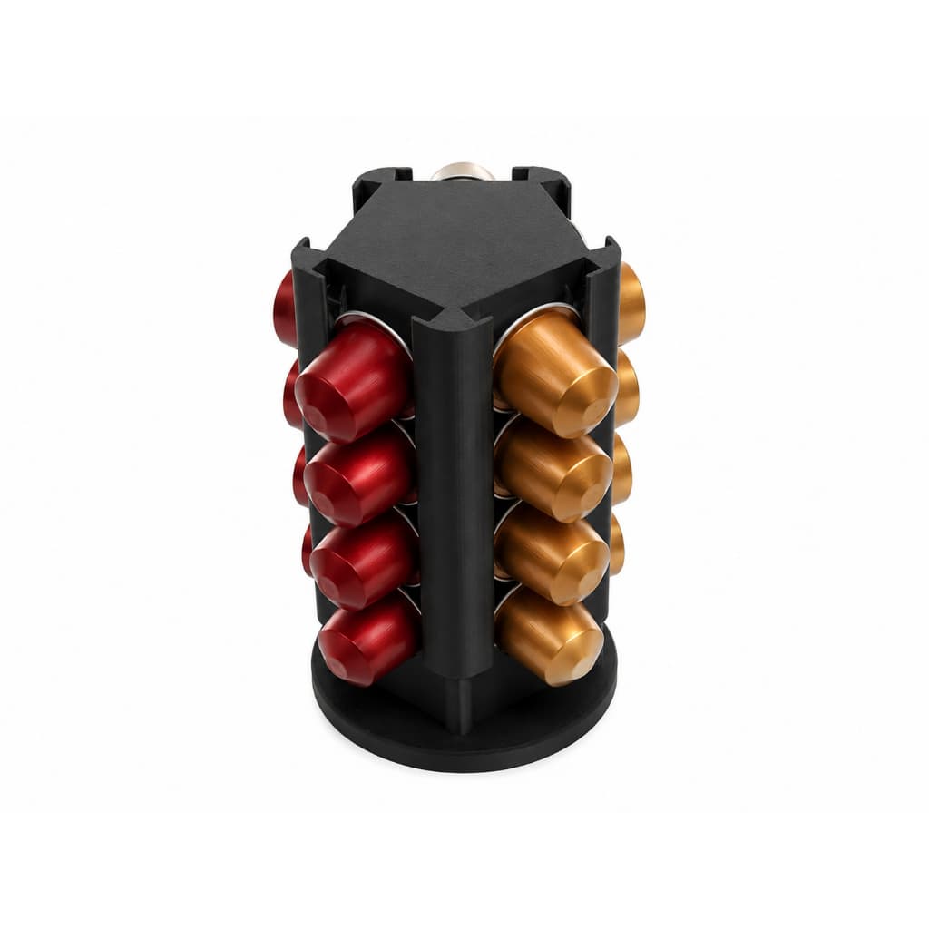 Porta Cápsulas Nespresso Giratório 20 Cápsulas | Organizador de Café 360° | Suporte em PETG Premium