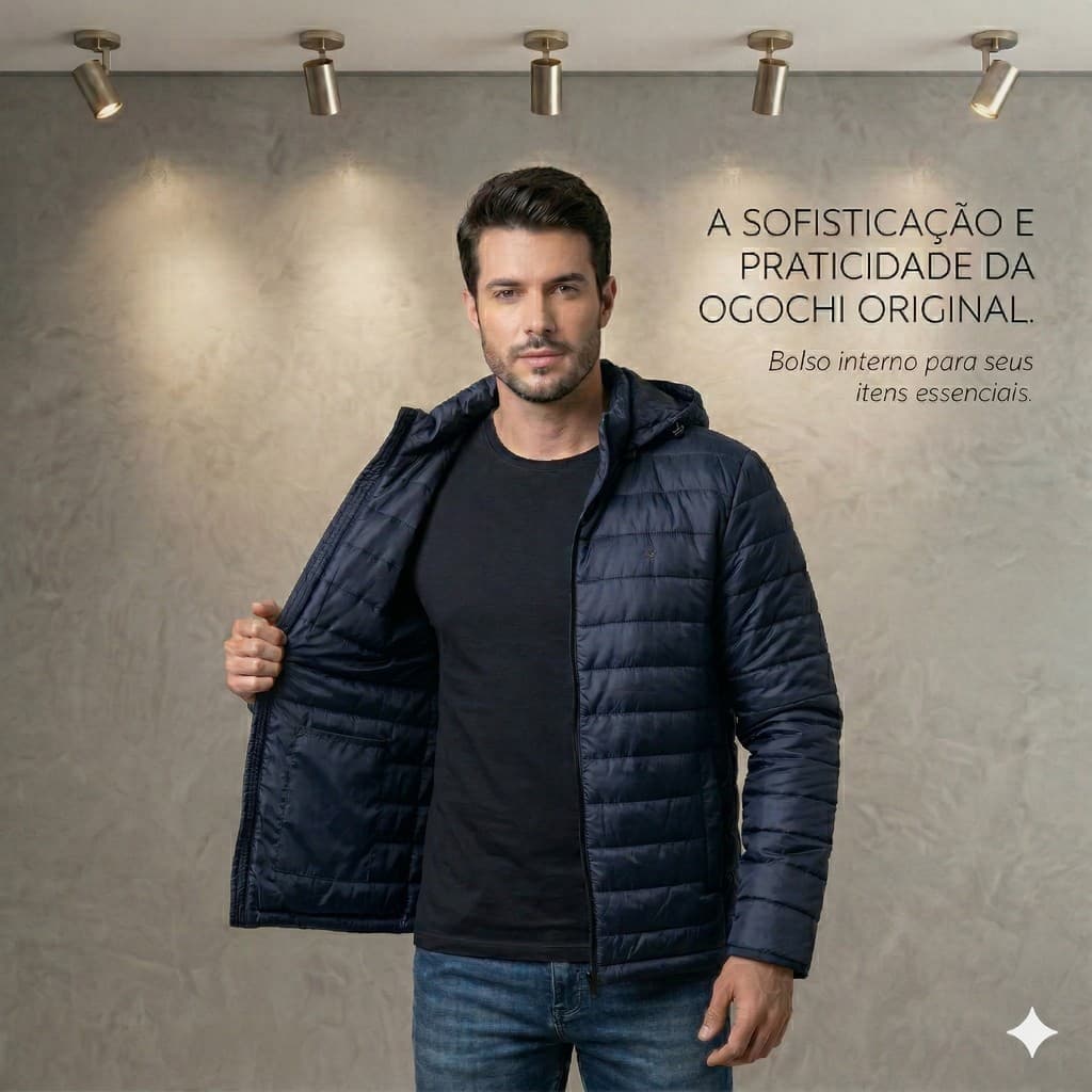 Bobojaco Masculino Puffer De Frio Jaqueta Ogochi Manga Com Ribana