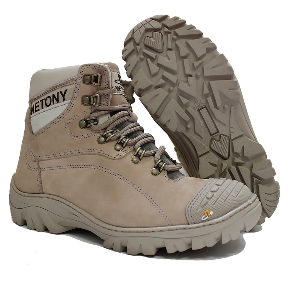 Coturno Adventure Bota  Masculino Couro Biqueira Reforçada Confortável