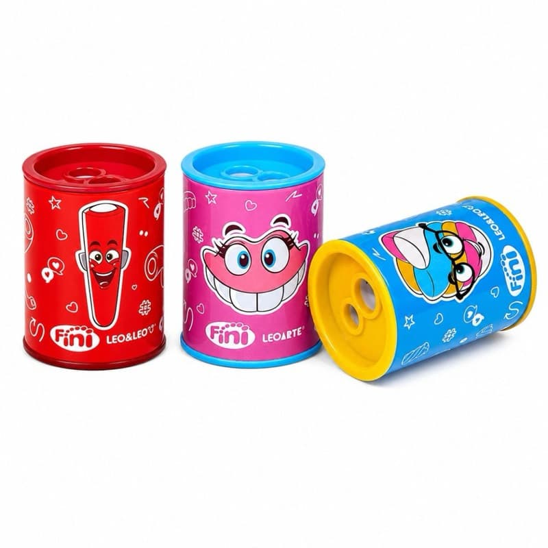 ✨Apontador Latinha Fini Duplo Com Depósito Leo e Leo