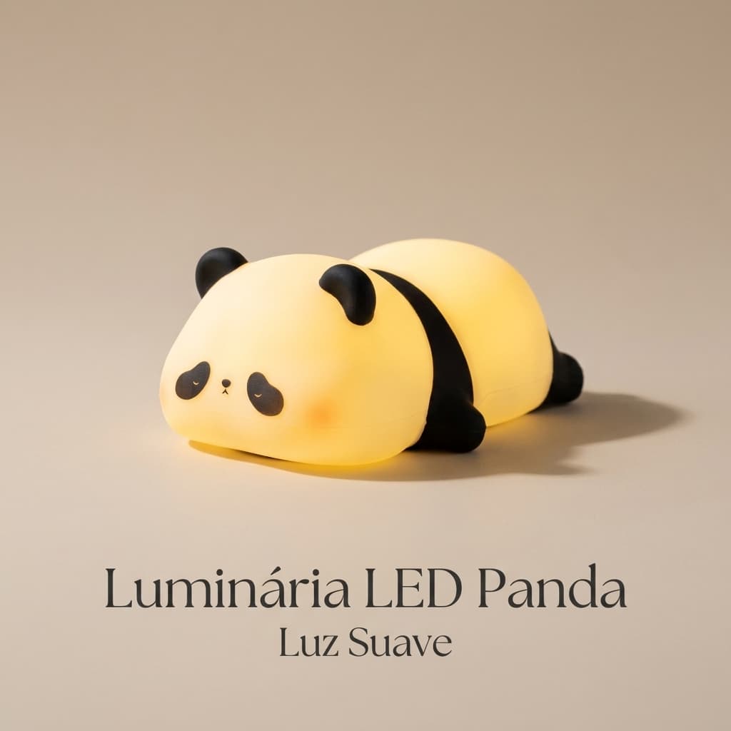 Luminária LED Panda Silicone Pronta Entrega Sensor Toque 5 Cores USB Timer Luz Noturna