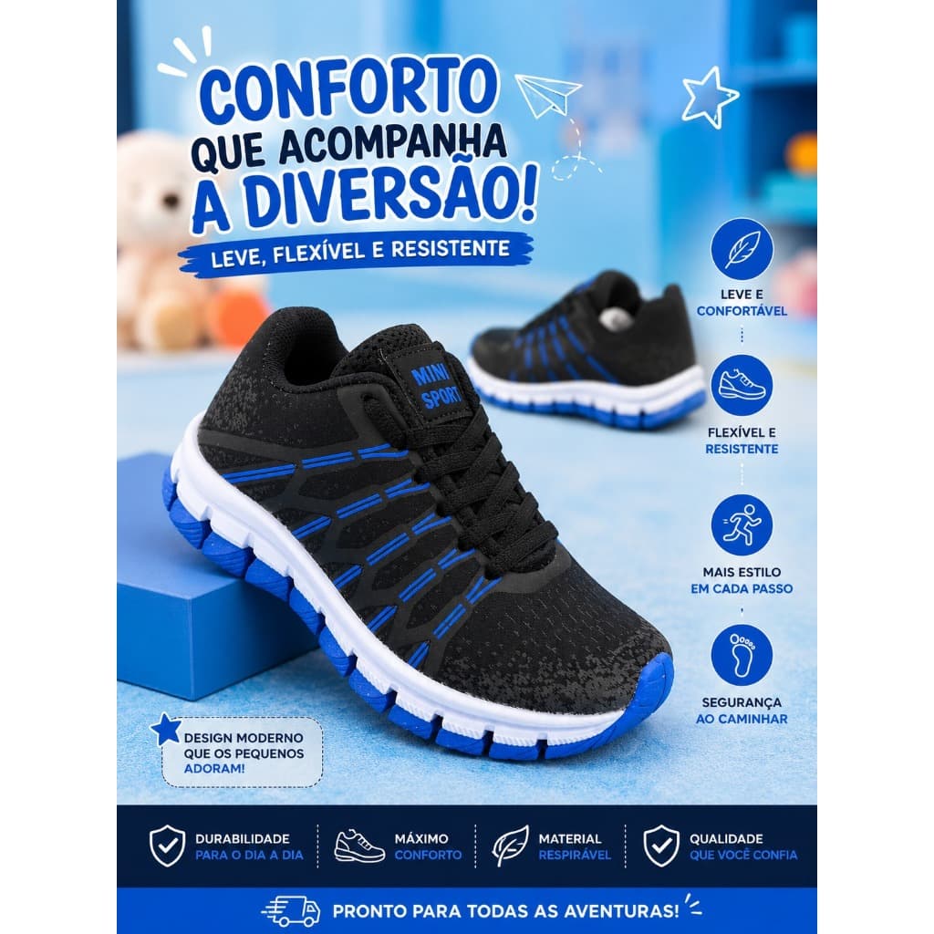 Tênis Infantil Branco Confortável e Estiloso para Meninos e Meninas do 28 ao 33 ENVIO IMEDIATO