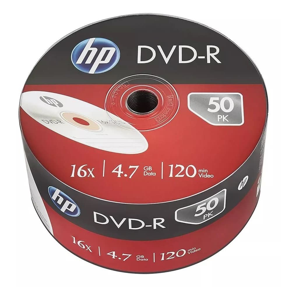 50 Mídia Virgem Dvd-r Hp Logo Dvdr Filme 4.7gb 120min