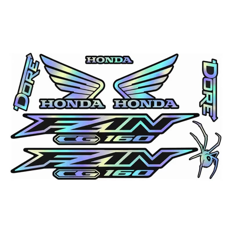 Kit Adesivo Holográfico Moto Fan Cg 160 Logo Asa Vinil