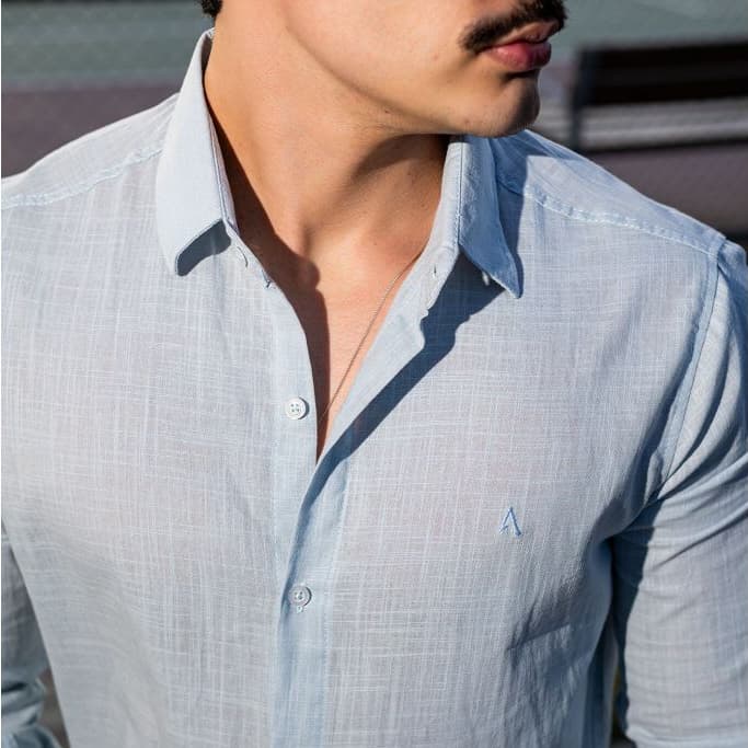 Camisa Social Masculina Manga Longa Regular Fit Premium Casamento Festa
