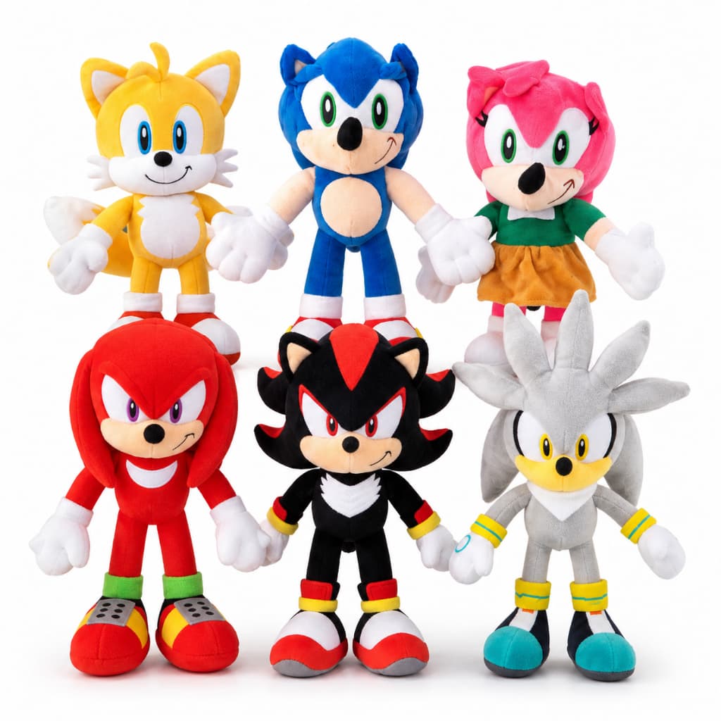 Boneco Pelúcia Sonic Tails Amy Shadow Knuckles Silver Brinquedo Infantil