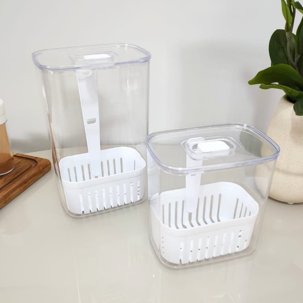 Organizador De Temperos Frescos Geladeira Clear Fresh Branco Marca OU Resistente Transparente