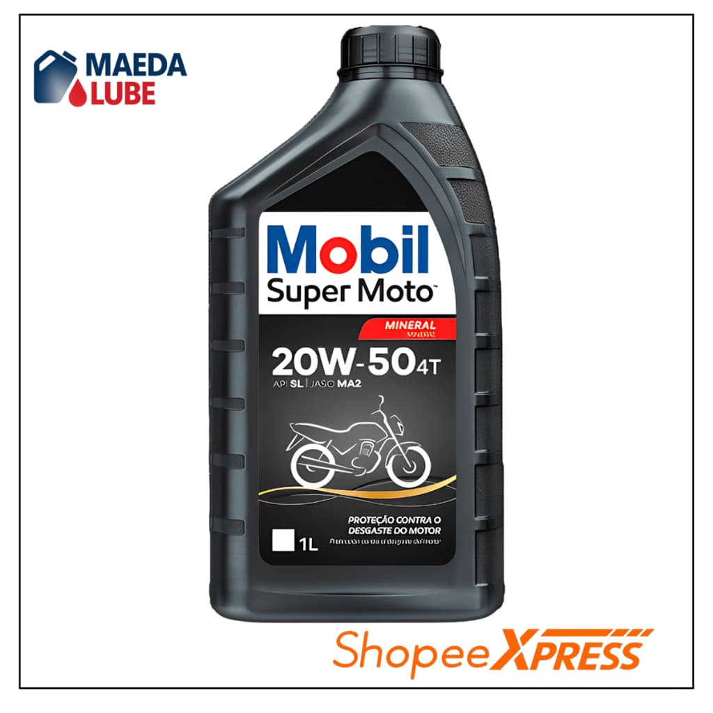 Óleo 20W-50 Mobil Super Moto 4T Mineral API SL JASO MA2 Original Motor 4 Tempos