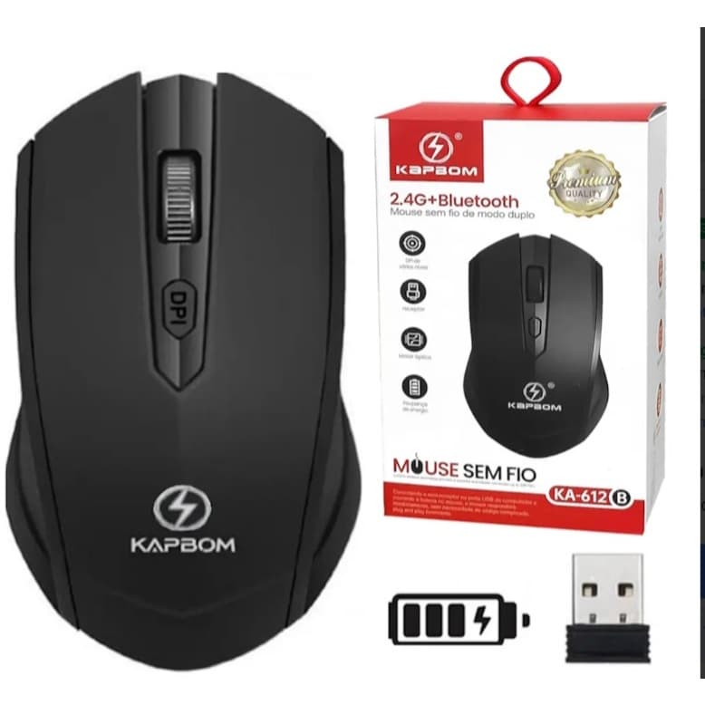 Mouse Sem Fio Kapbom KA-612 B – Alta Performance, Conforto e Versatilidade!