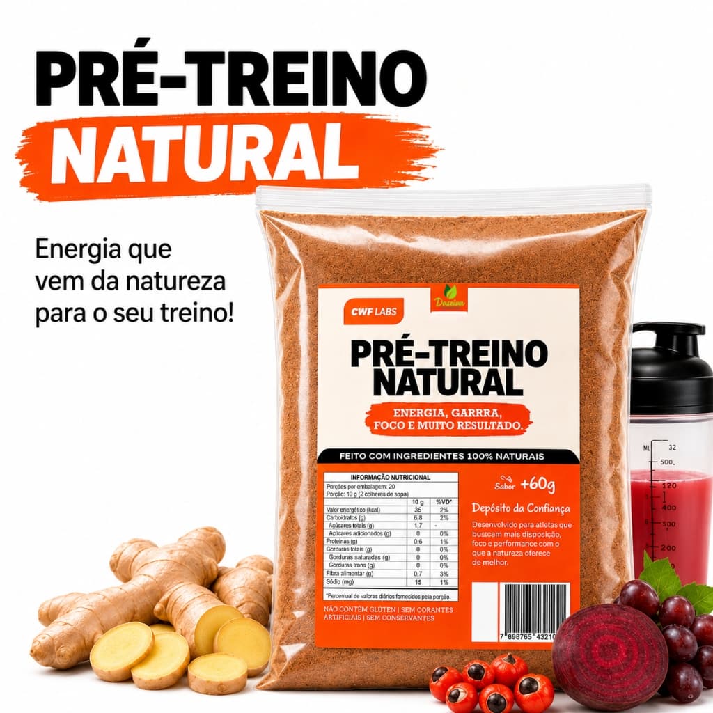 Super Mix Pré - Treino Natural 400g (Gengibre, Guaraná, Farinha de Uva e Beterraba)